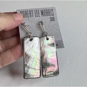 Robert‎ Lee Morris Soho Earrings Abalone Shell Silver Tone Dangle Modern Classic